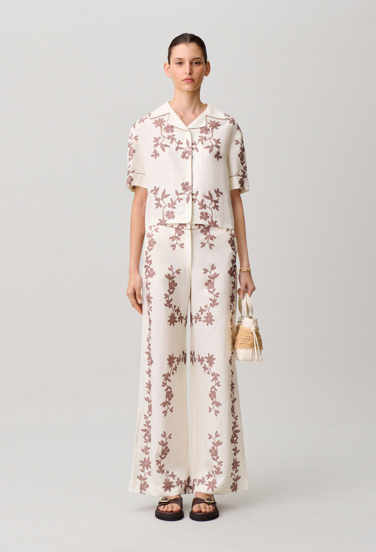 Floral wide-leg trousers