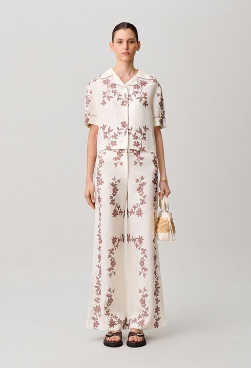 Floral wide-leg trousers