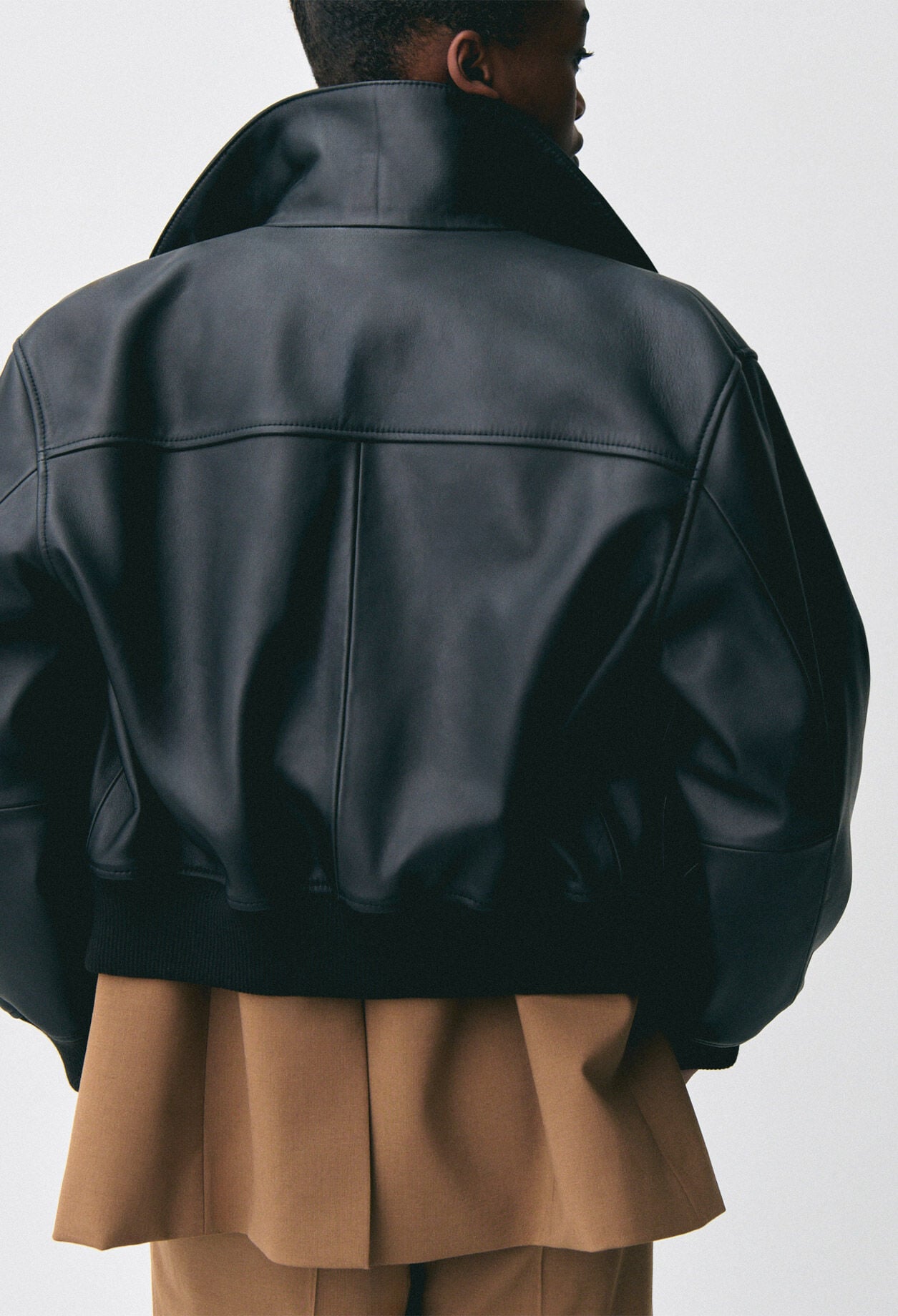 Leather bomber jacket