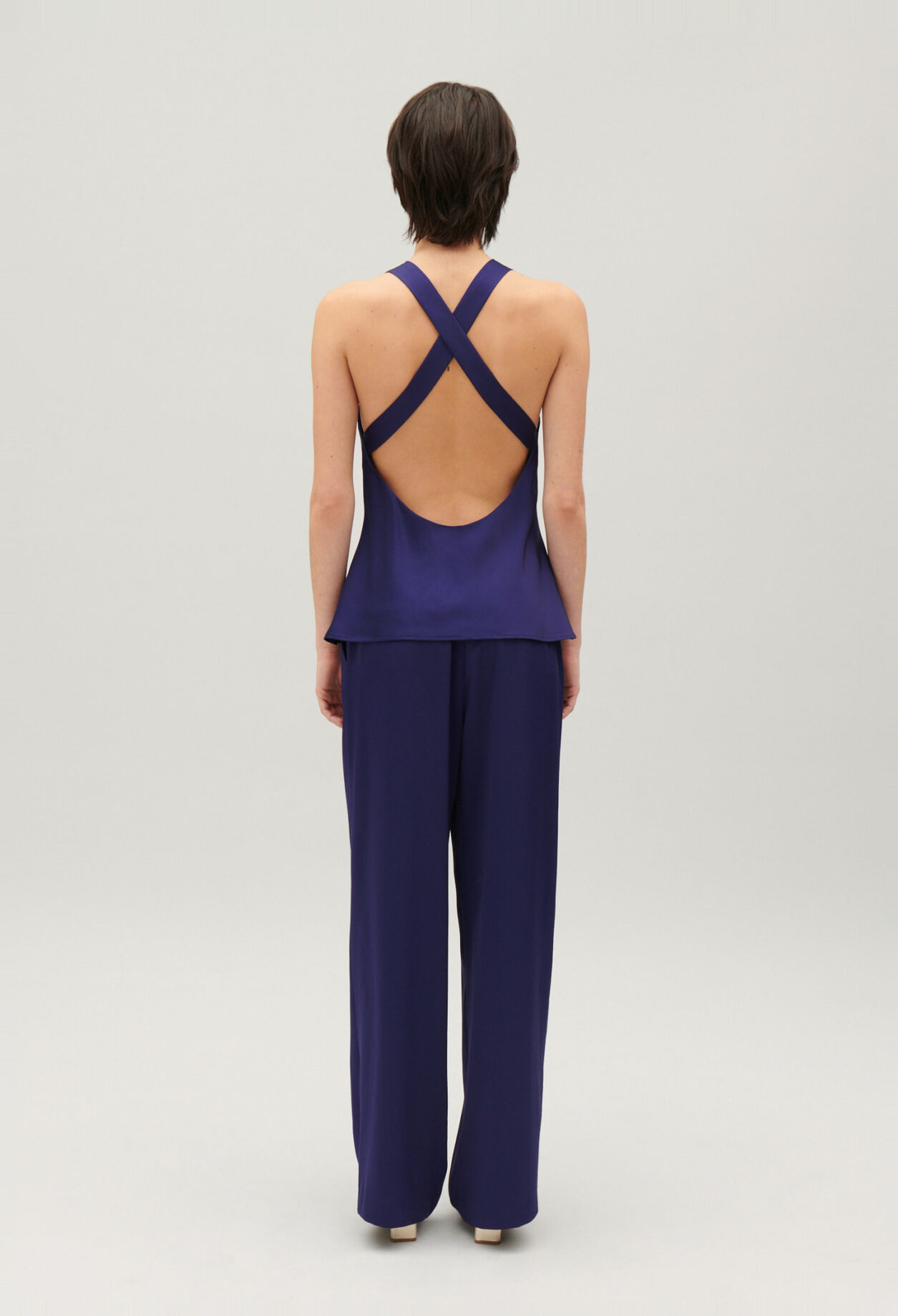 Indigo backless top
