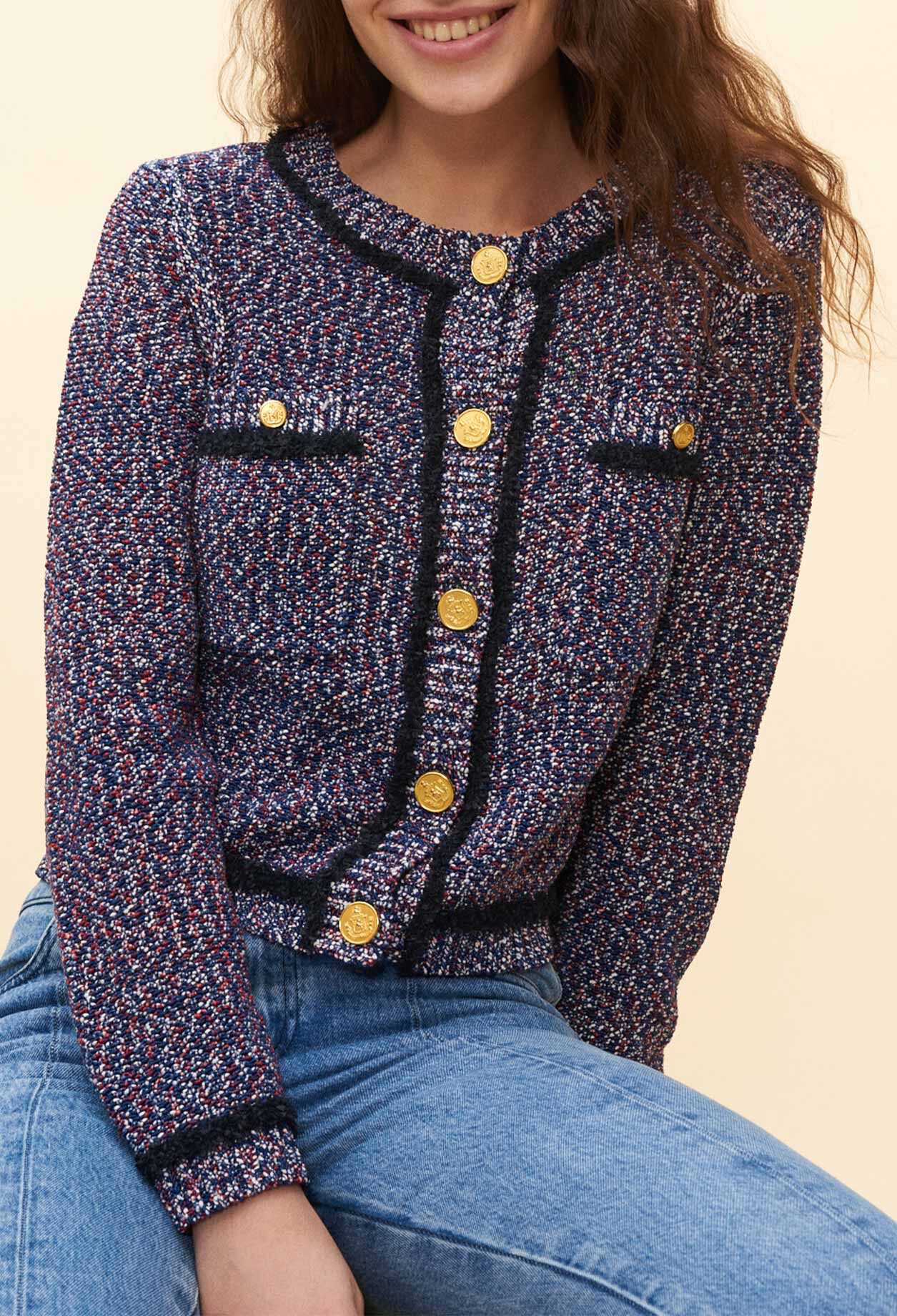 Speckled mesh cardigan