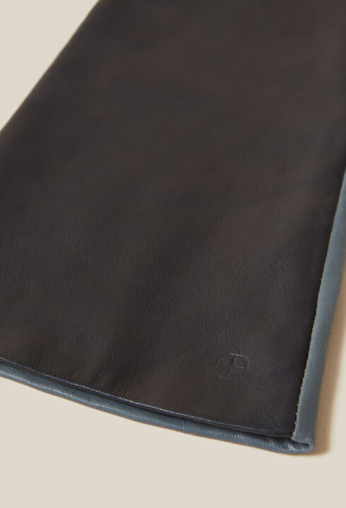 Long two-tone leather gloves