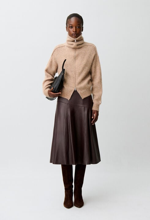 Brushed effect knit cardigan