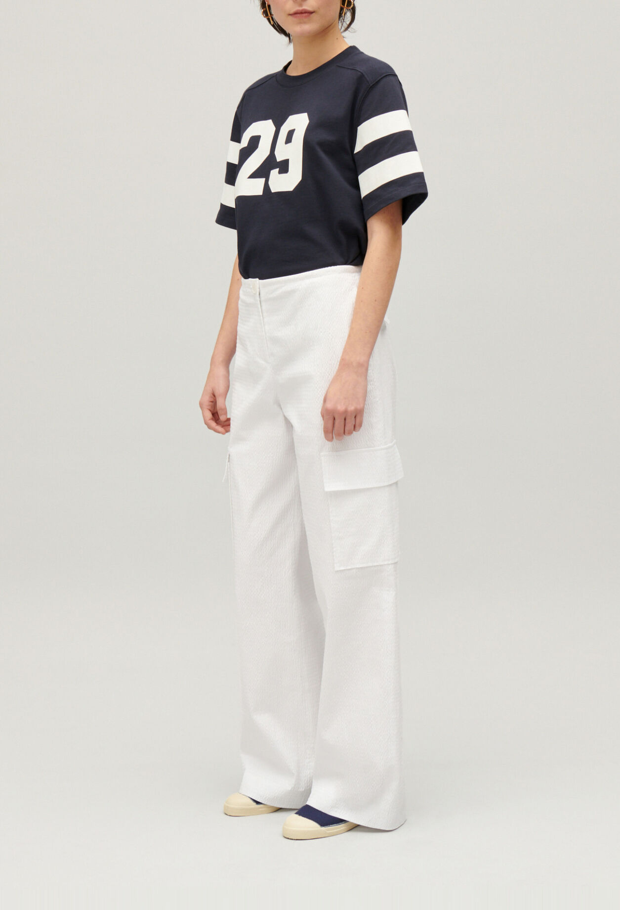 White cargo trousers