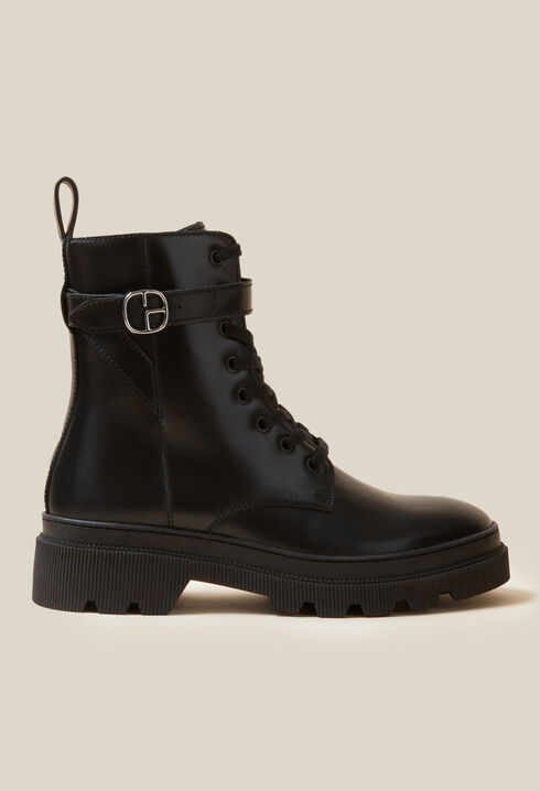 Leather combat boots
