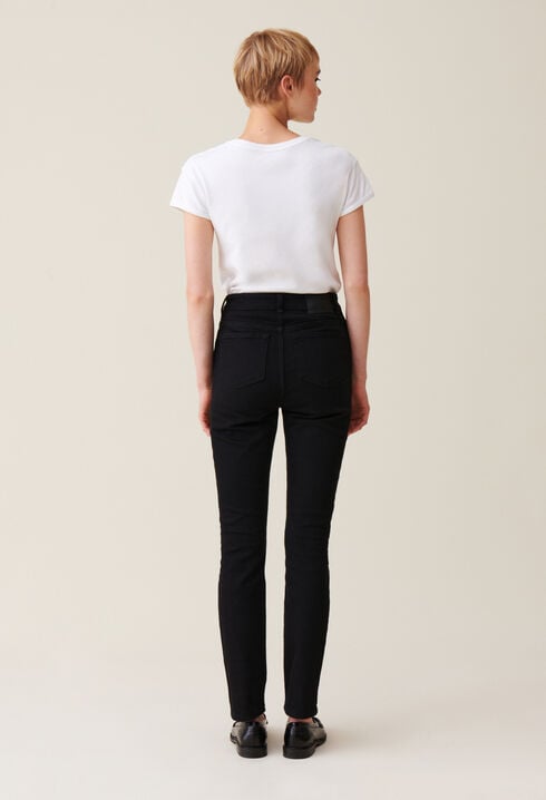 Black mid-rise slim jeans