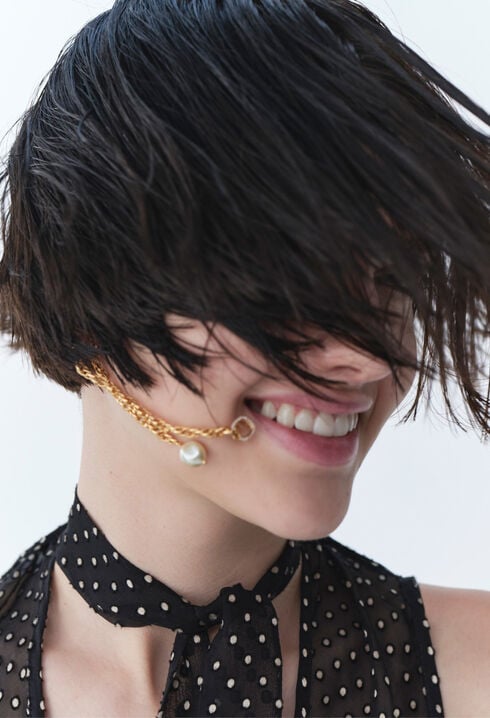 Sheer polka-dot maxi dress