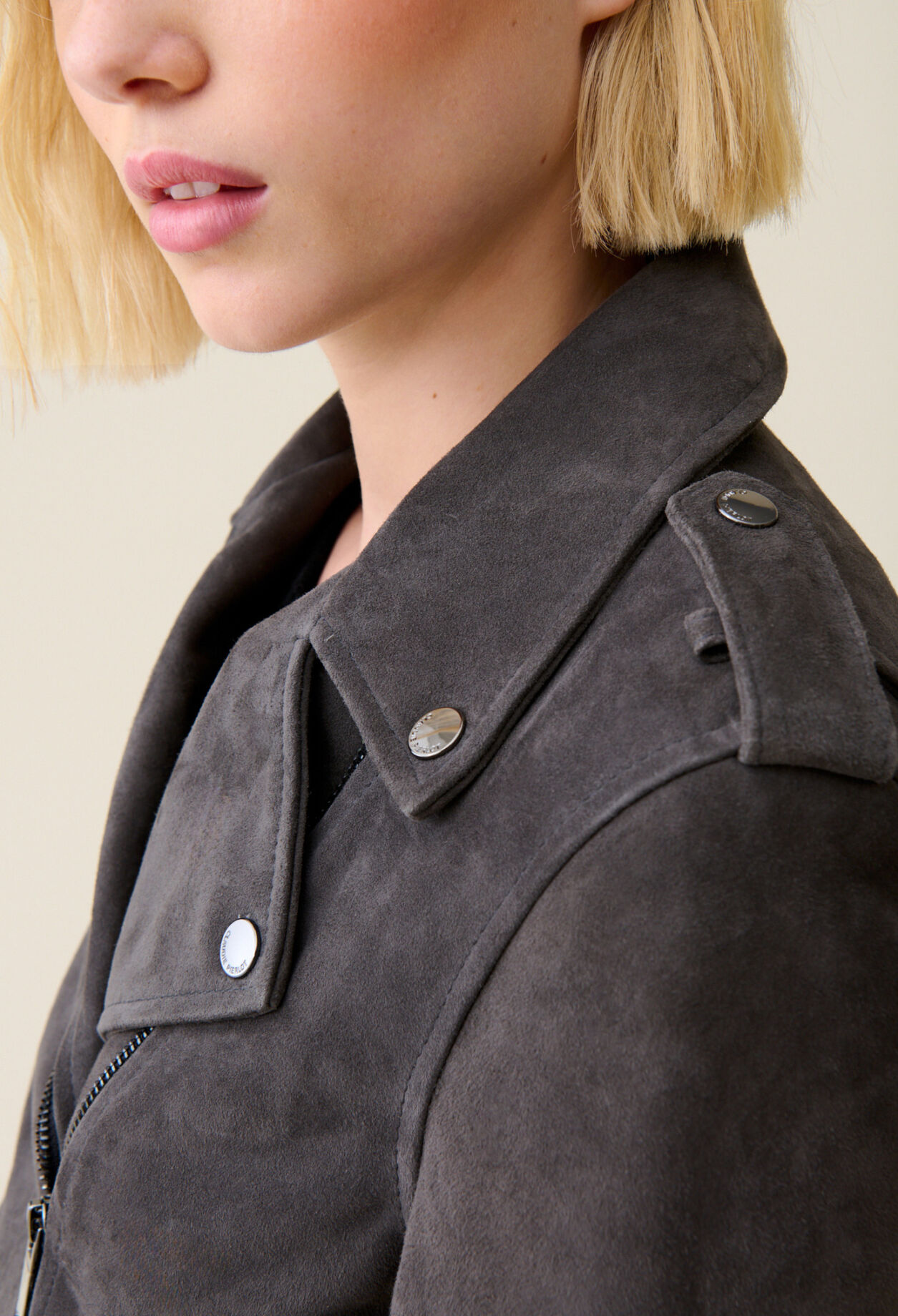 Suede leather biker jacket