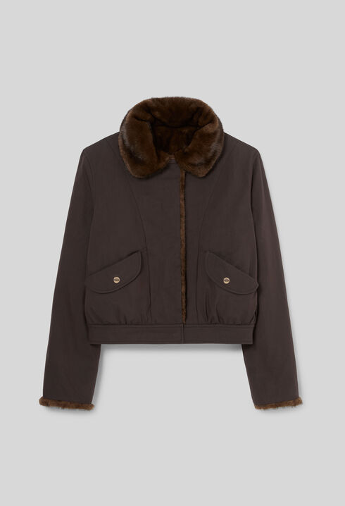 Short reversible nylon parka