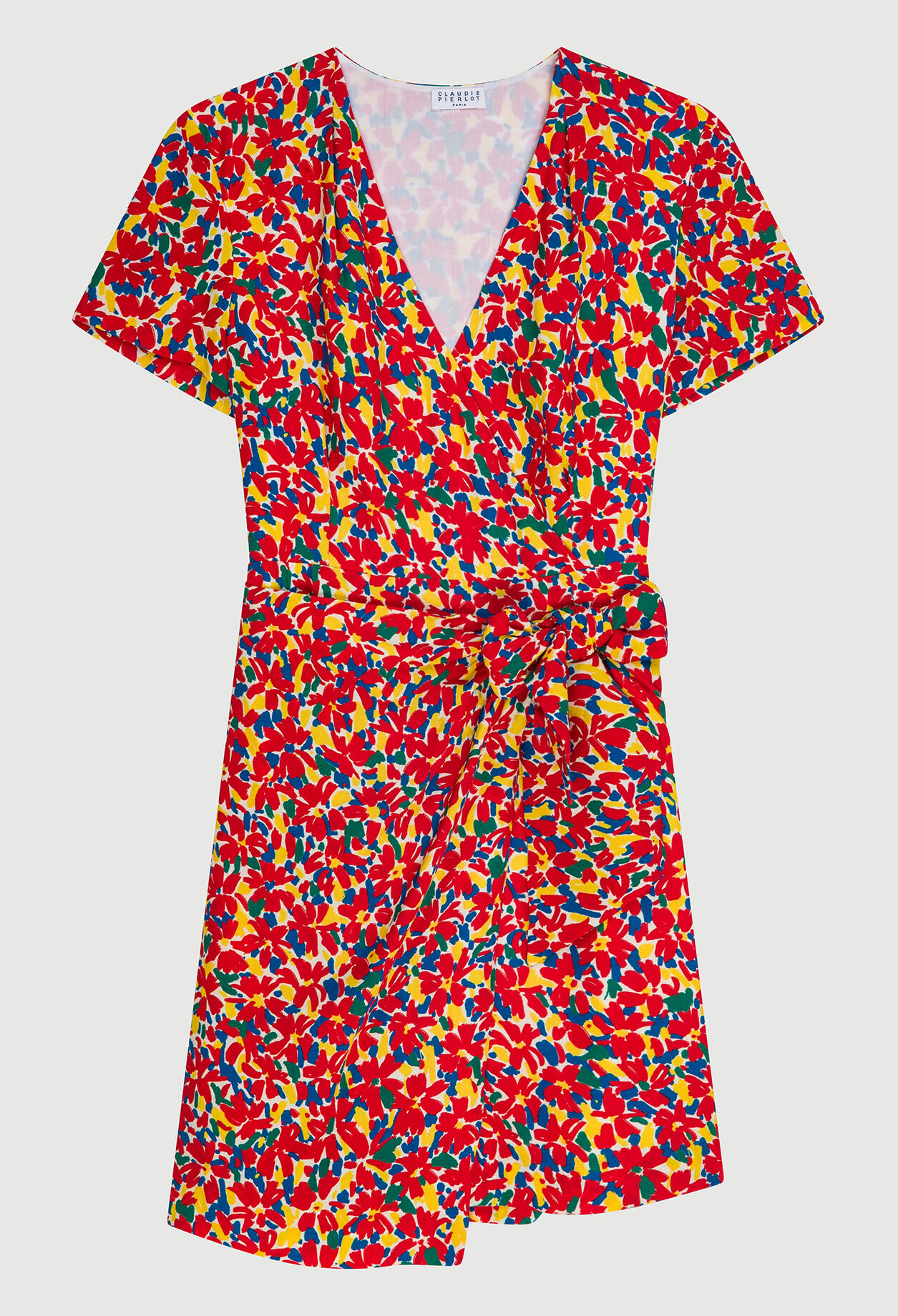 Print wrap-front dress