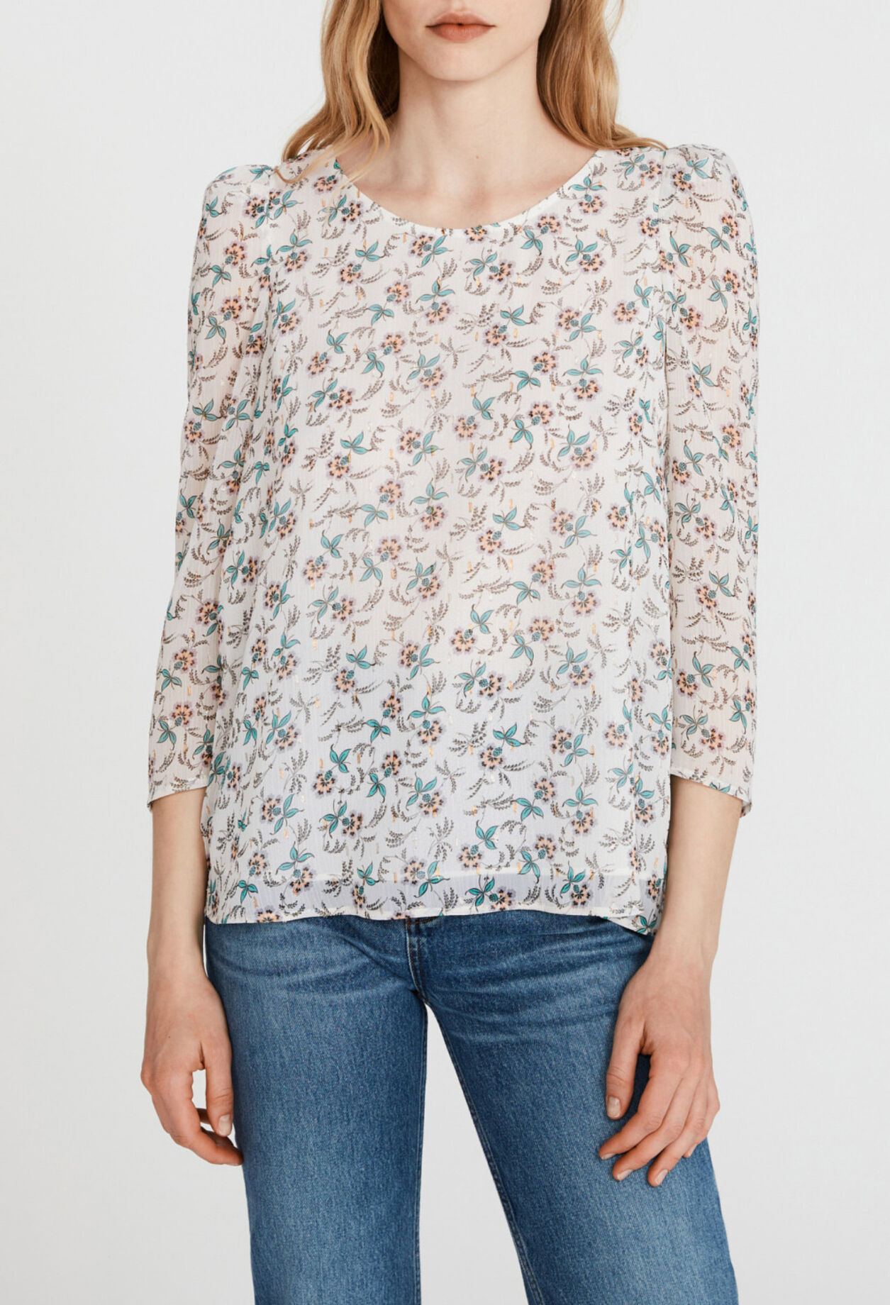 Chemise imprimé floral métallisé
