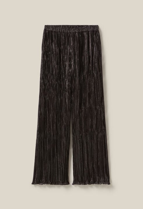 Silver pleated fluid trousers