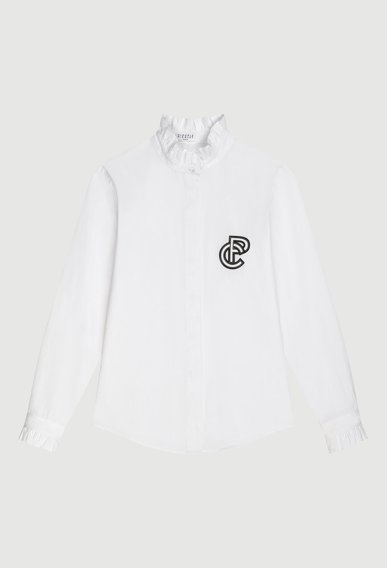 Shirt with pleated high neckline Shirt with pleated high neckline