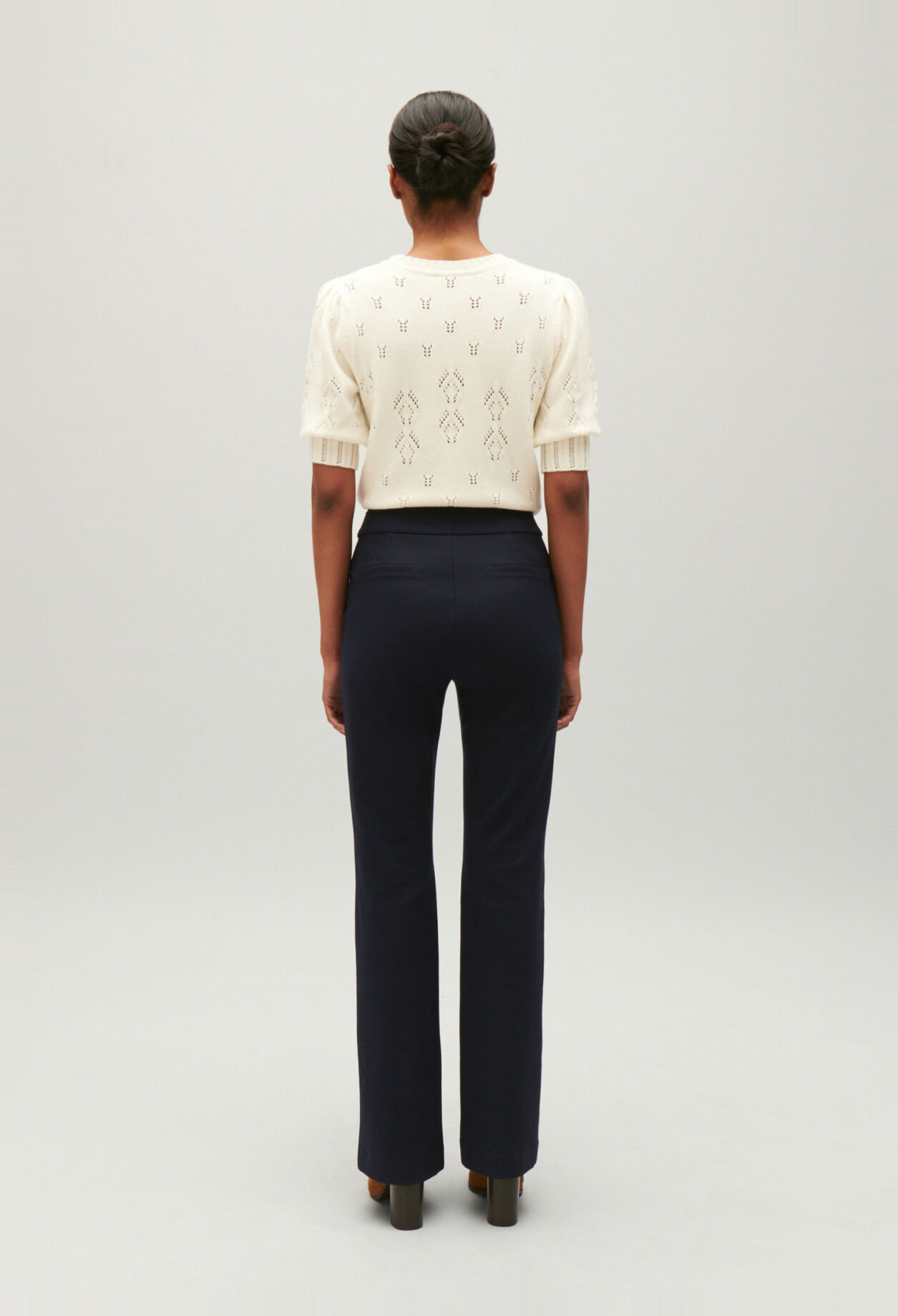 Navy blue suit trousers