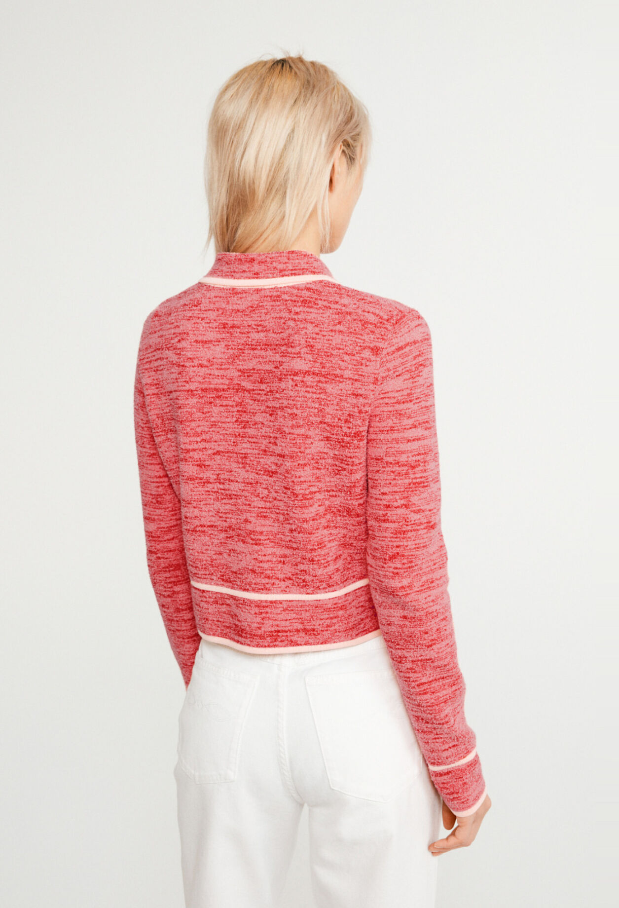 Mottled cardigan with piping