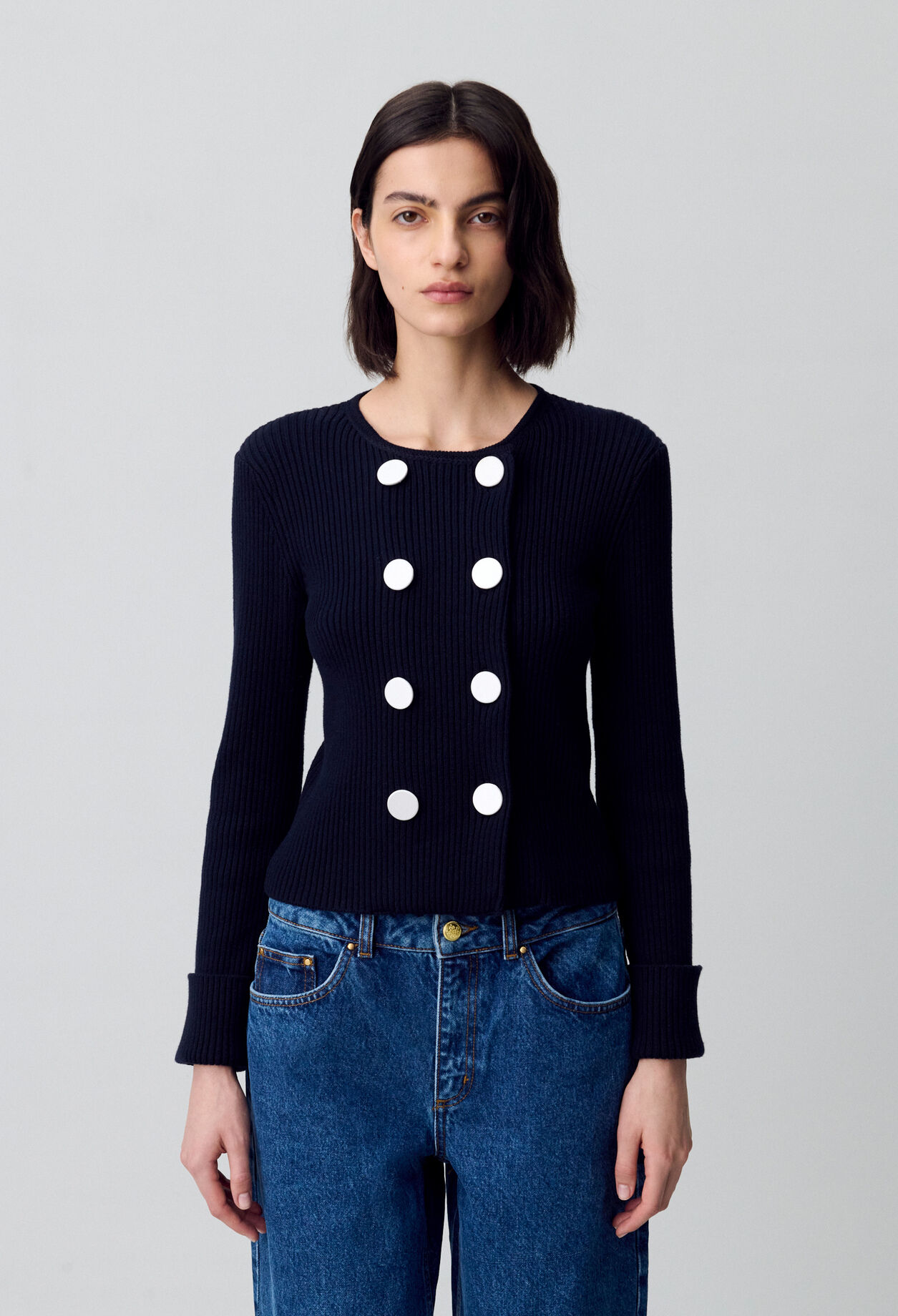 Buttoned wool-blend cardigan