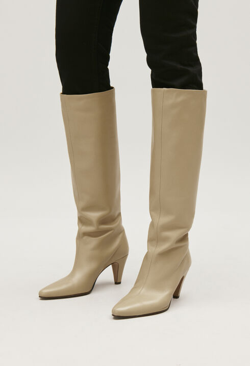 Leather knee-high boots
