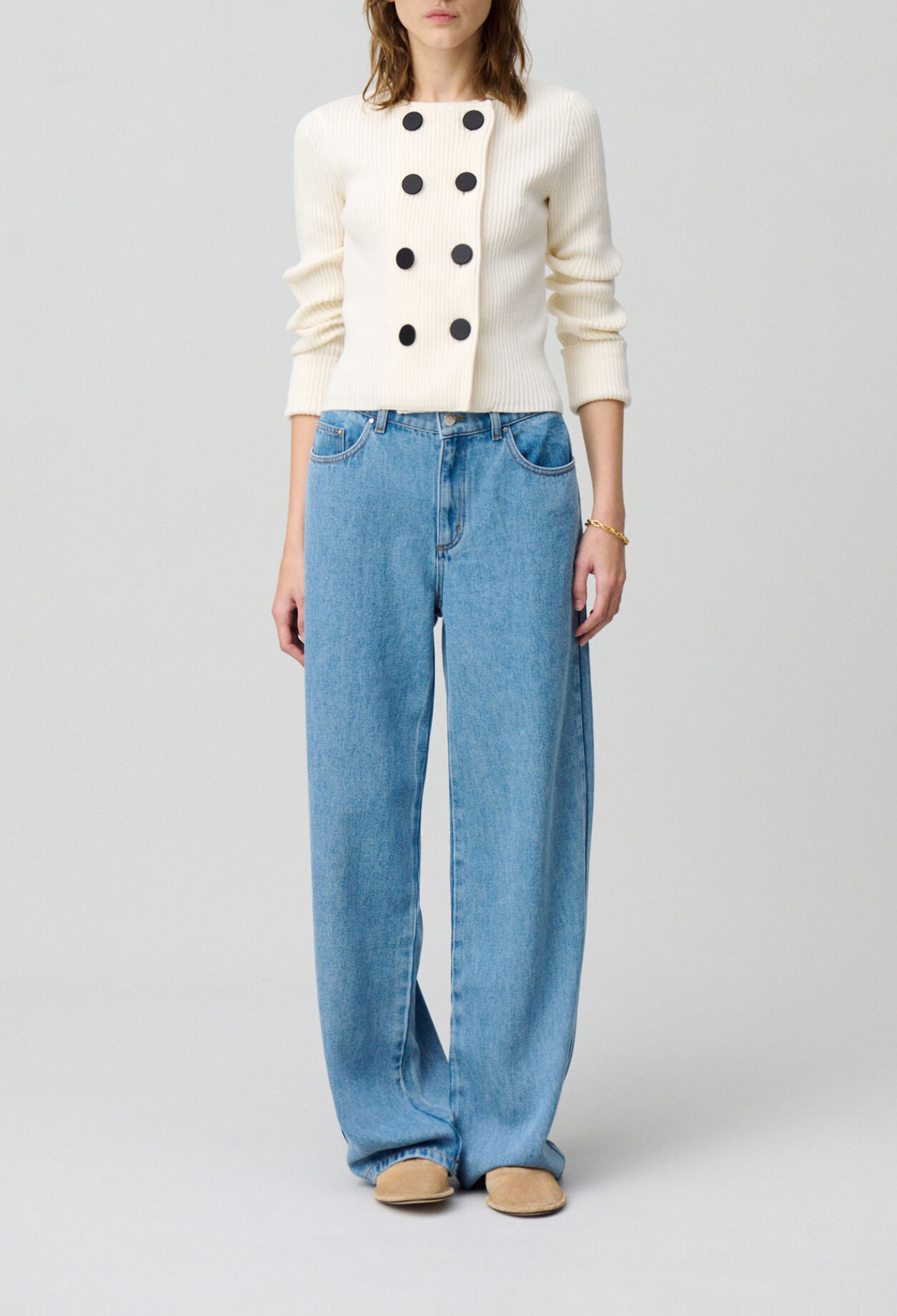 Buttoned wool-blend cardigan