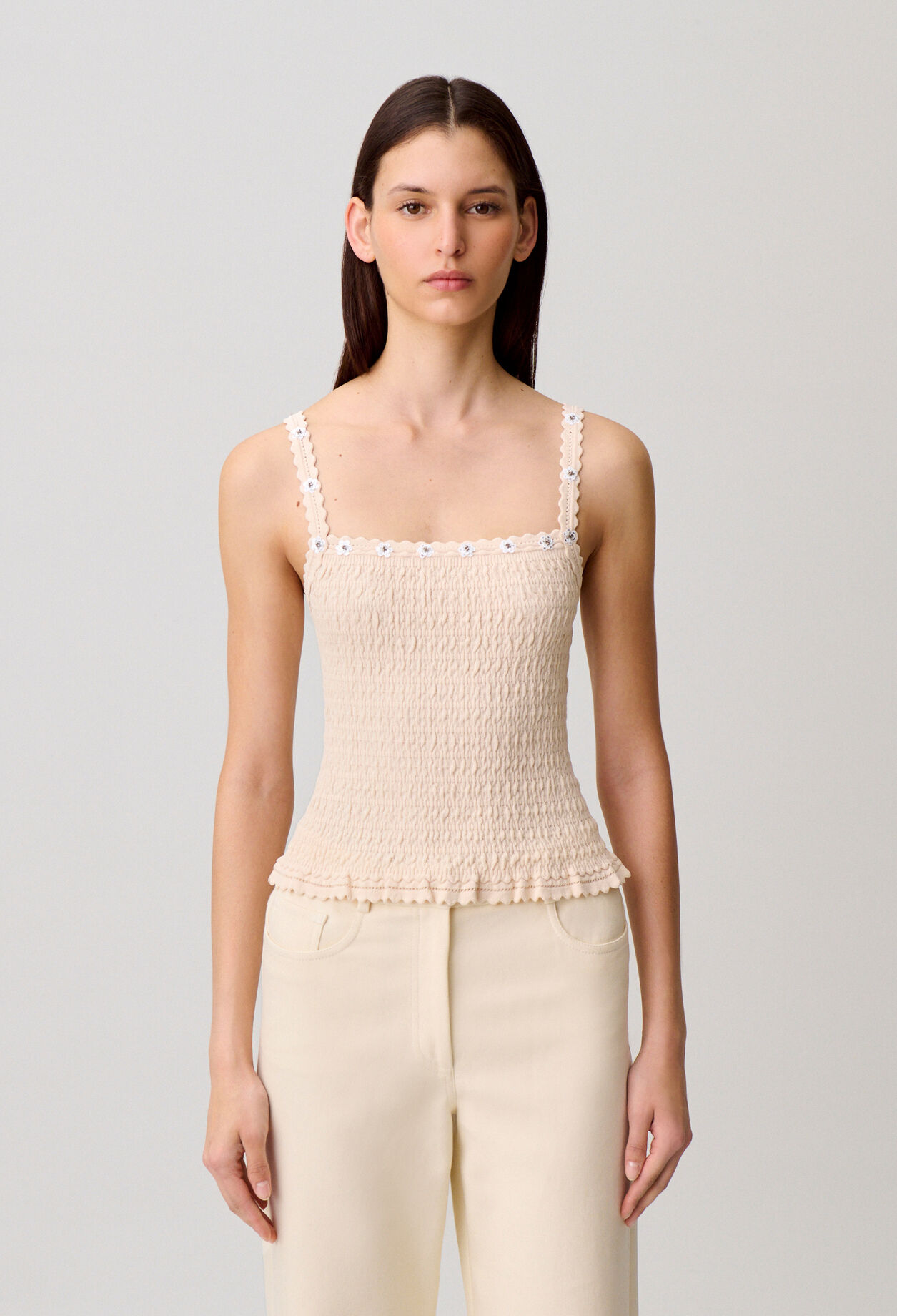 Floral embroidered top