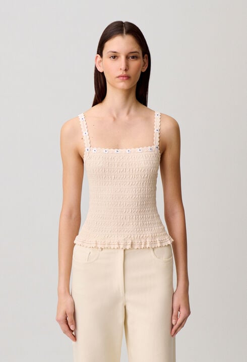 Floral embroidered top