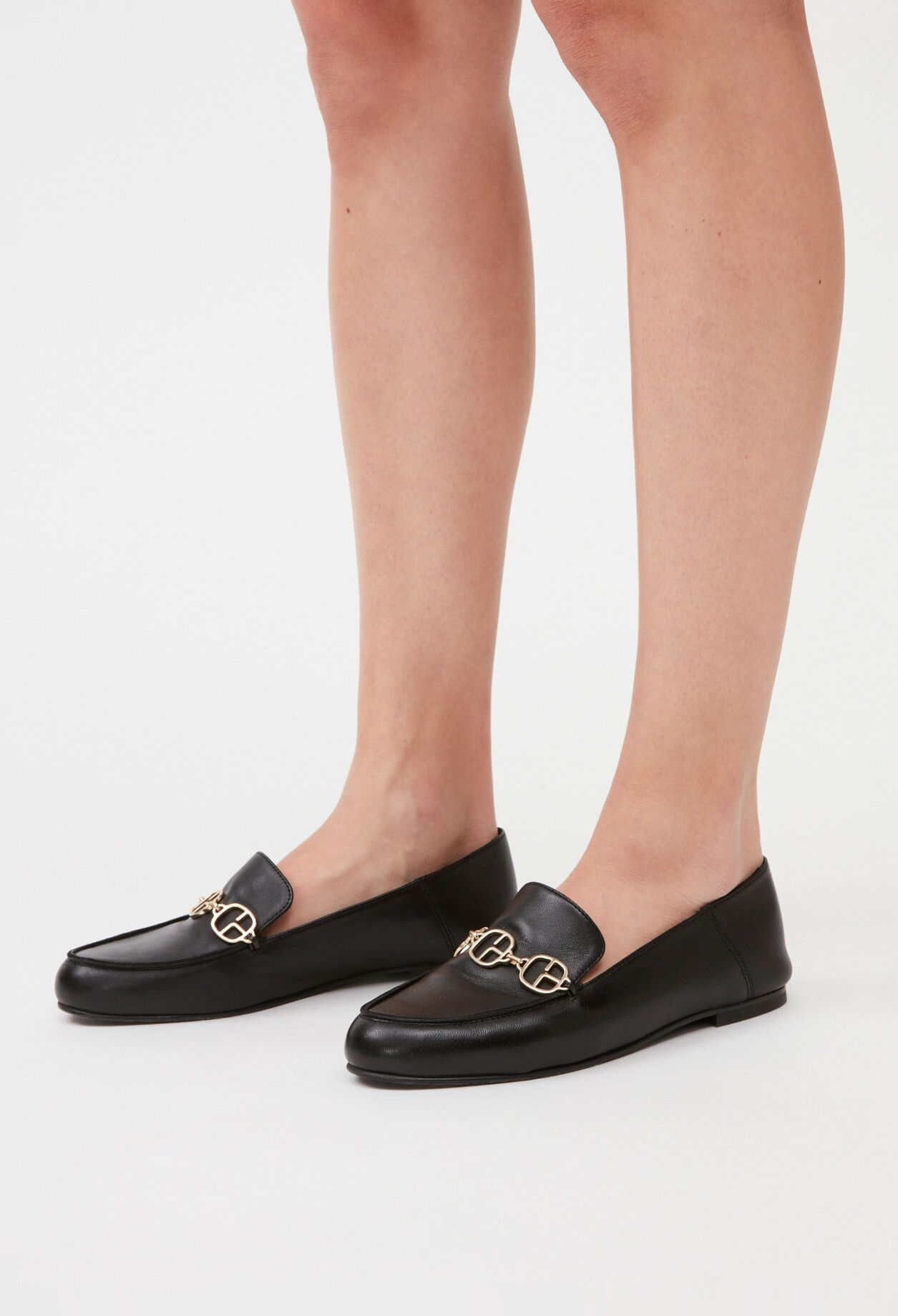 Black leather loafers