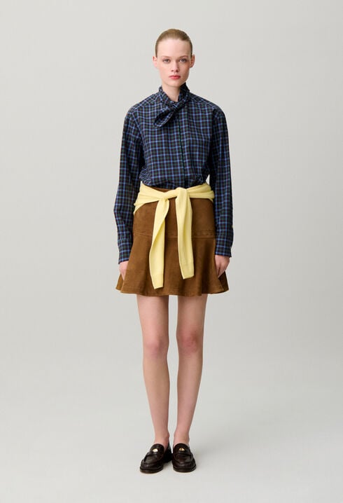 Poplin tie-neck shirt