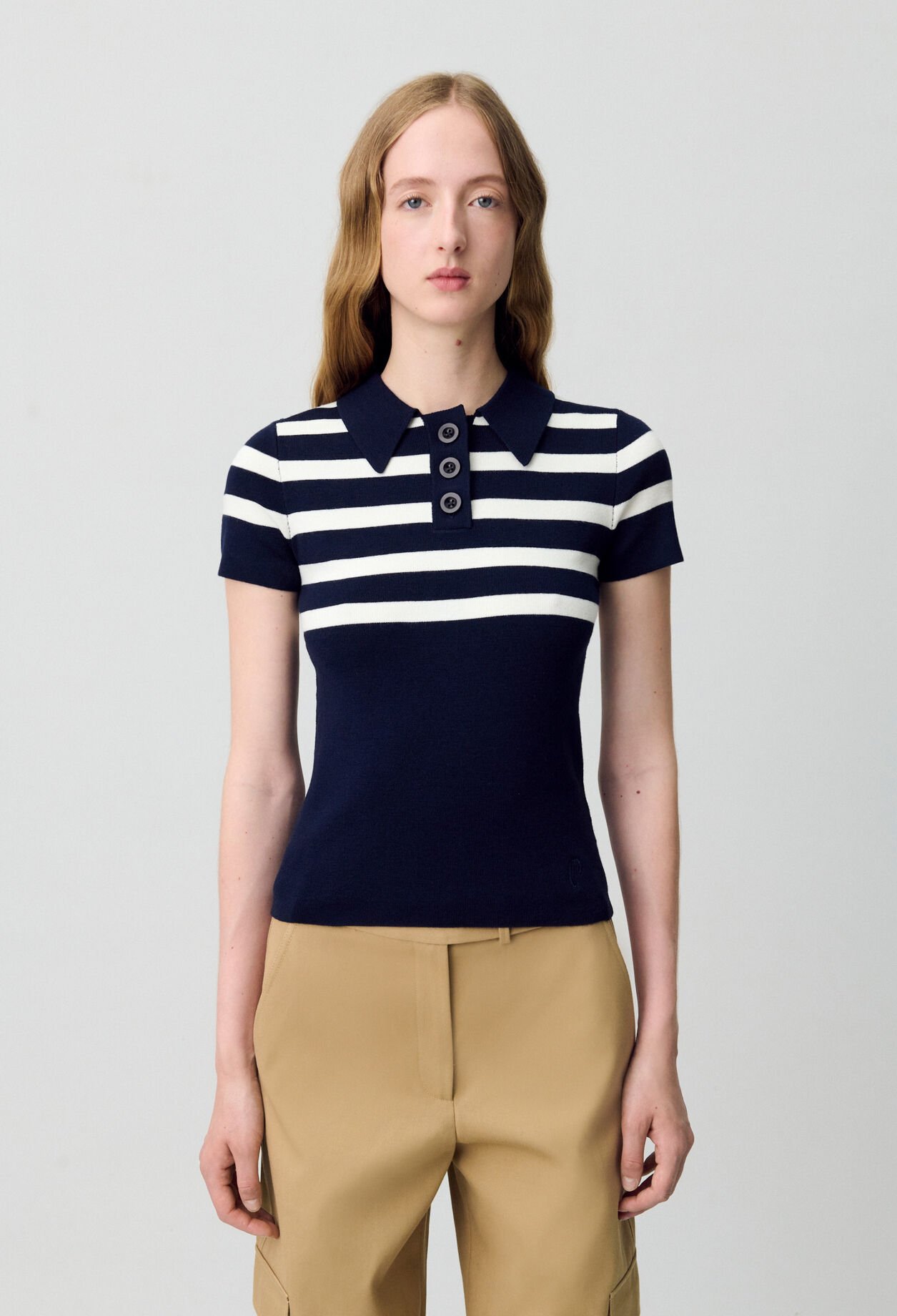 Fine Knit Polo Top