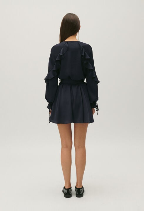 Short navy ruffled dress