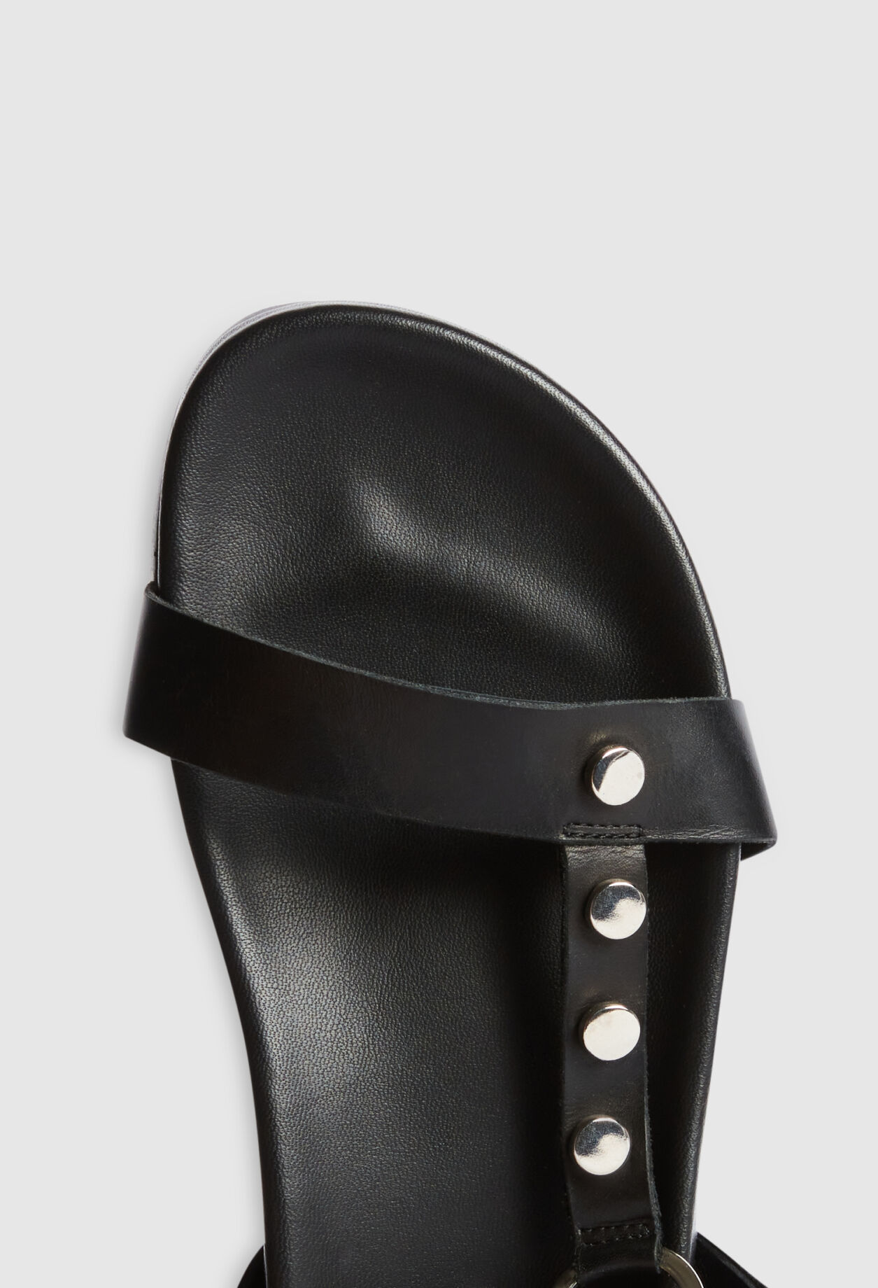 Black leather studded sandals