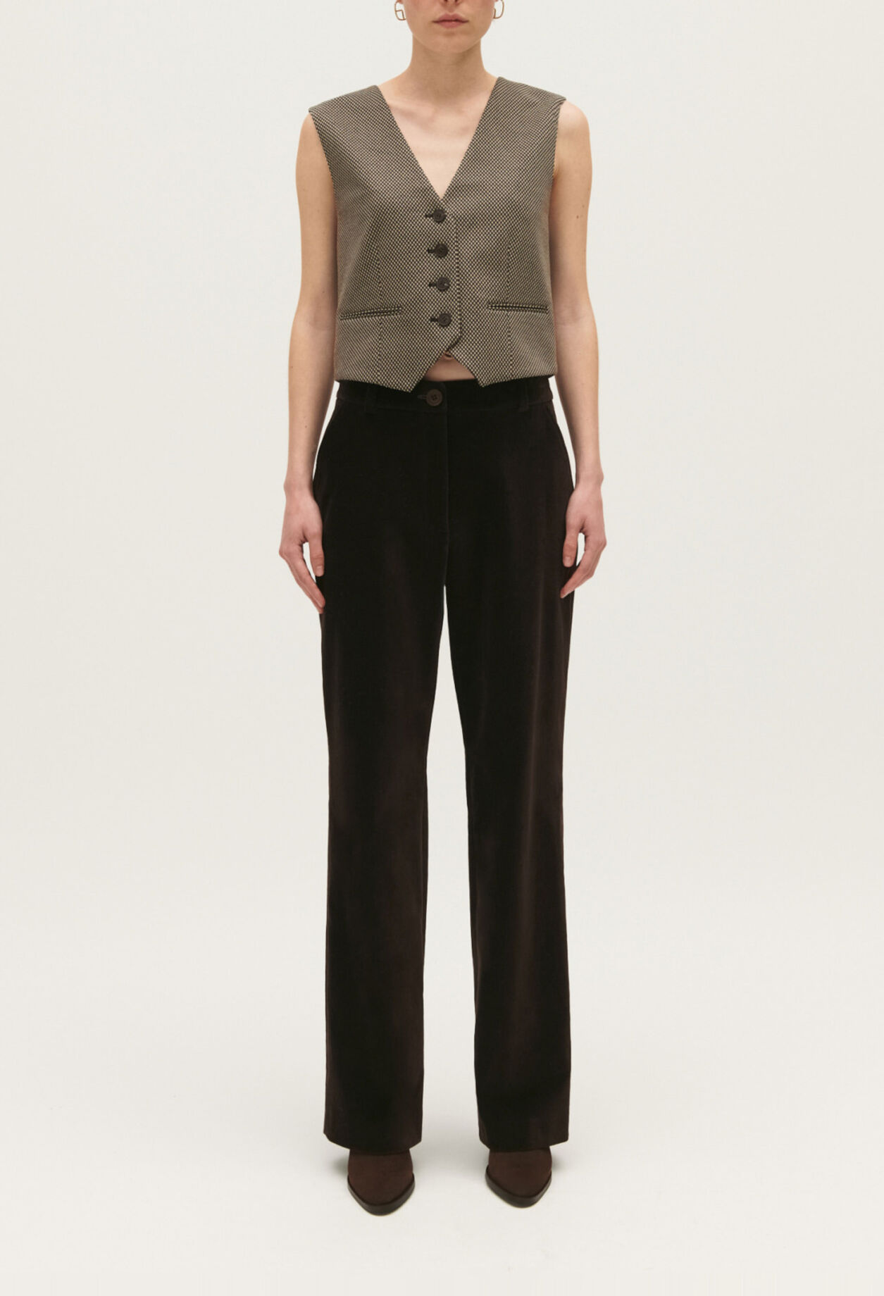 Chocolate velvet suit trousers