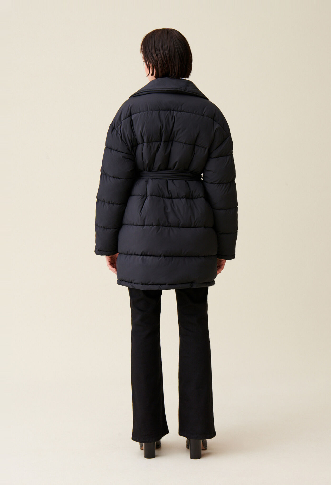 Belted Shawl Collar Puffer
