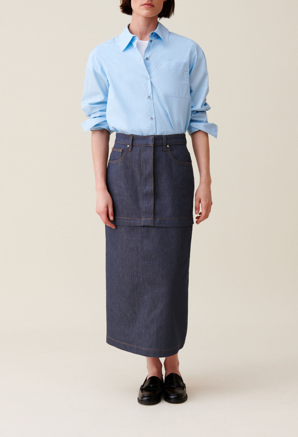 Zip Modular Denim Skirt