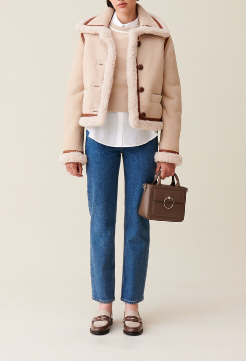 Beige shearling jacket