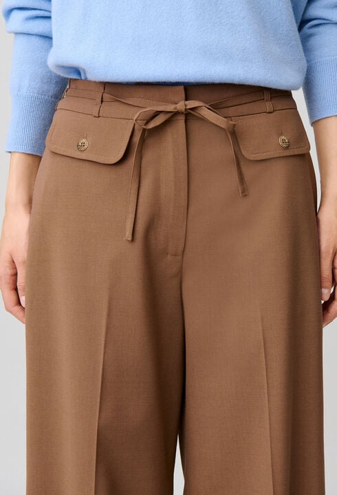 Wide-leg wool blend trousers