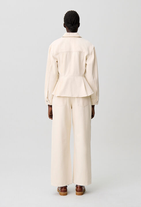 Long-sleeved ecru denim jacket