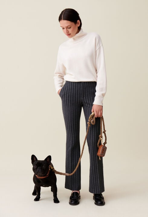 Striped flared trousers