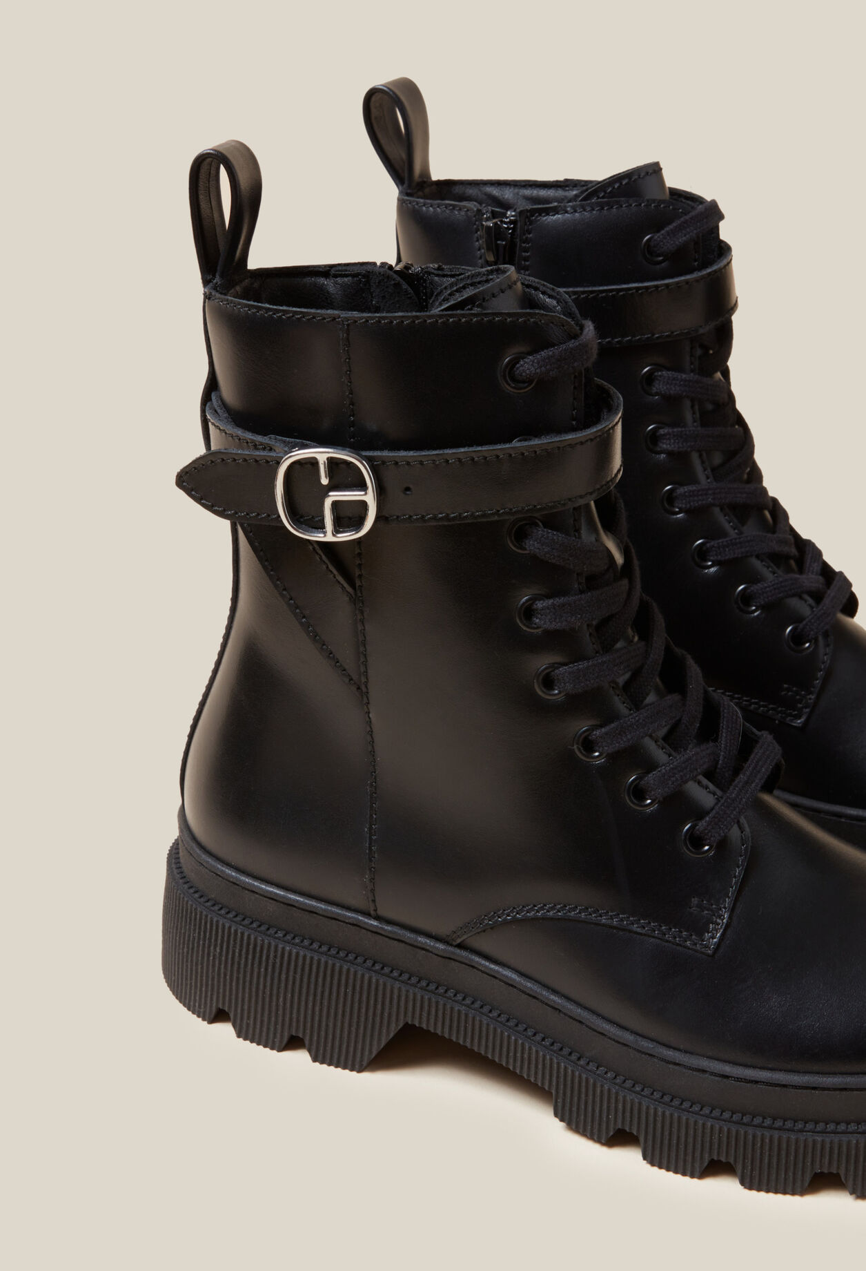 Leather combat boots
