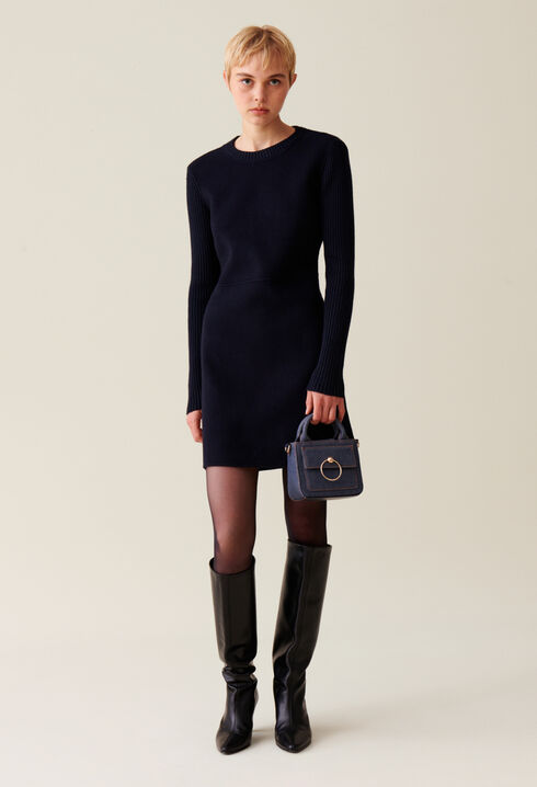 Short ribbed back knit dress