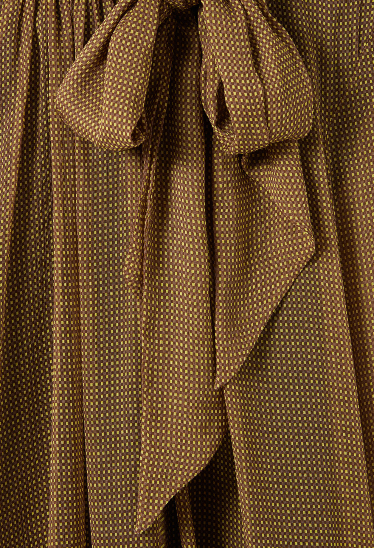 Fluid Check Tie-Neck Blouse