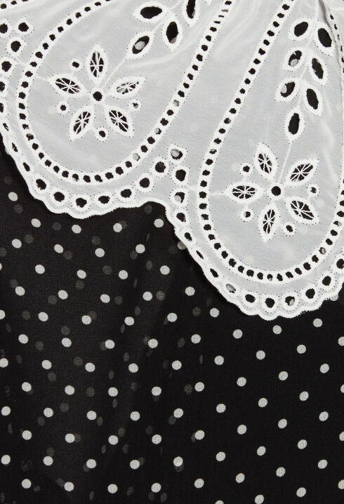 Polka dot blouse with Claudine collar