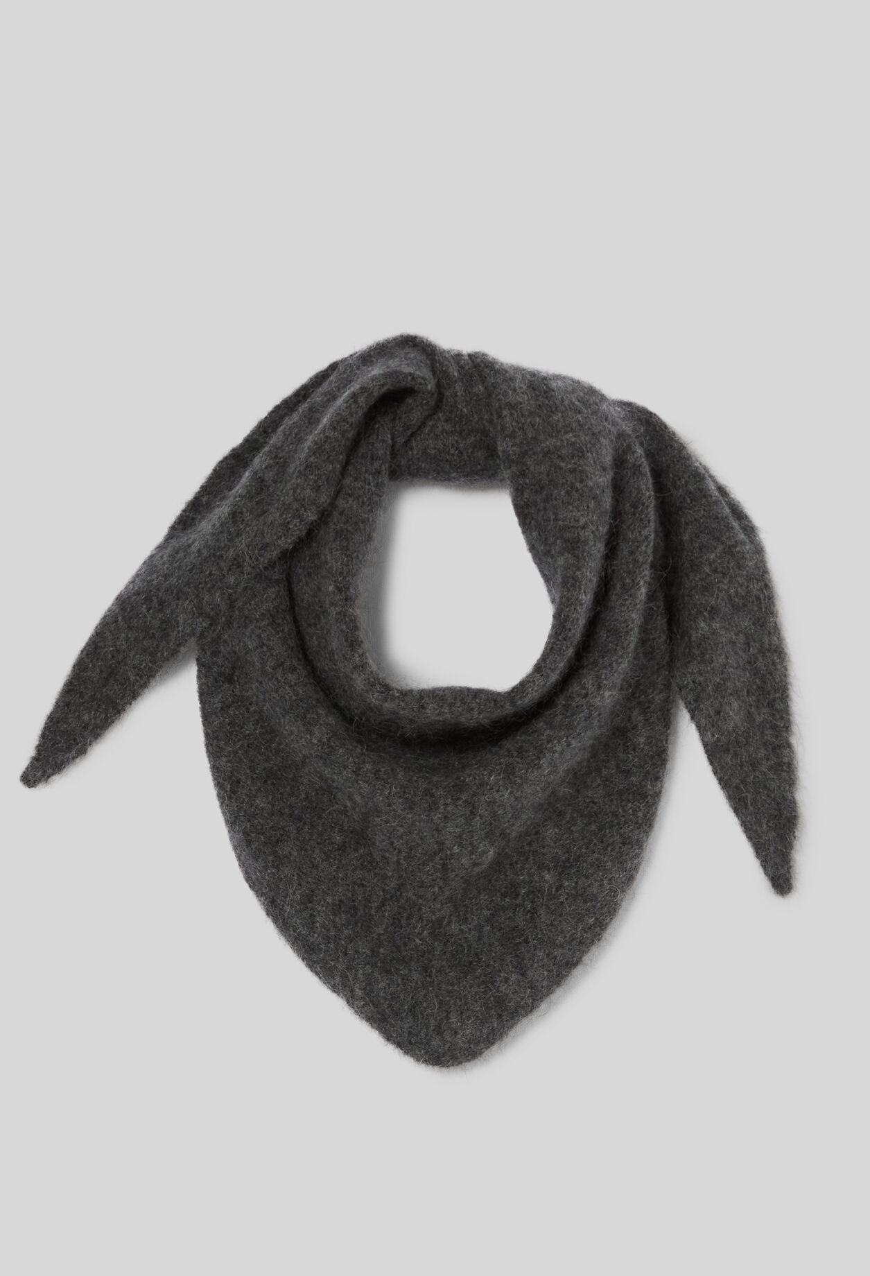 Fluffy knitted triangle scarf