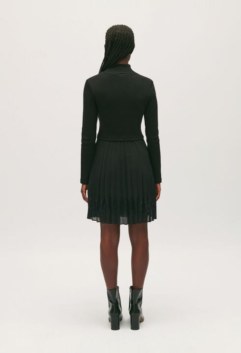 Twist short black pleated dress 