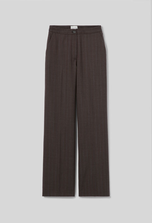 Straight striped wool trousers