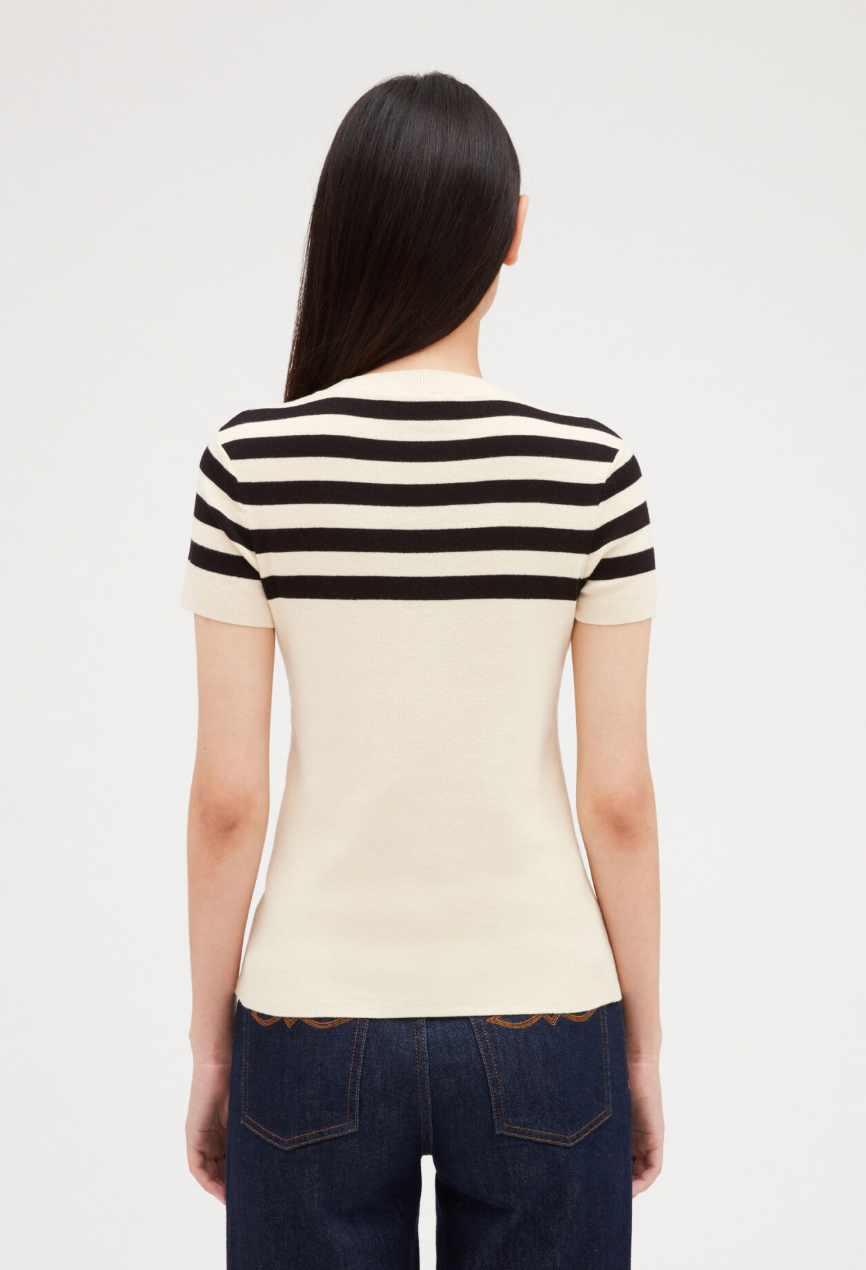 Two-tone short-sleeved jumper