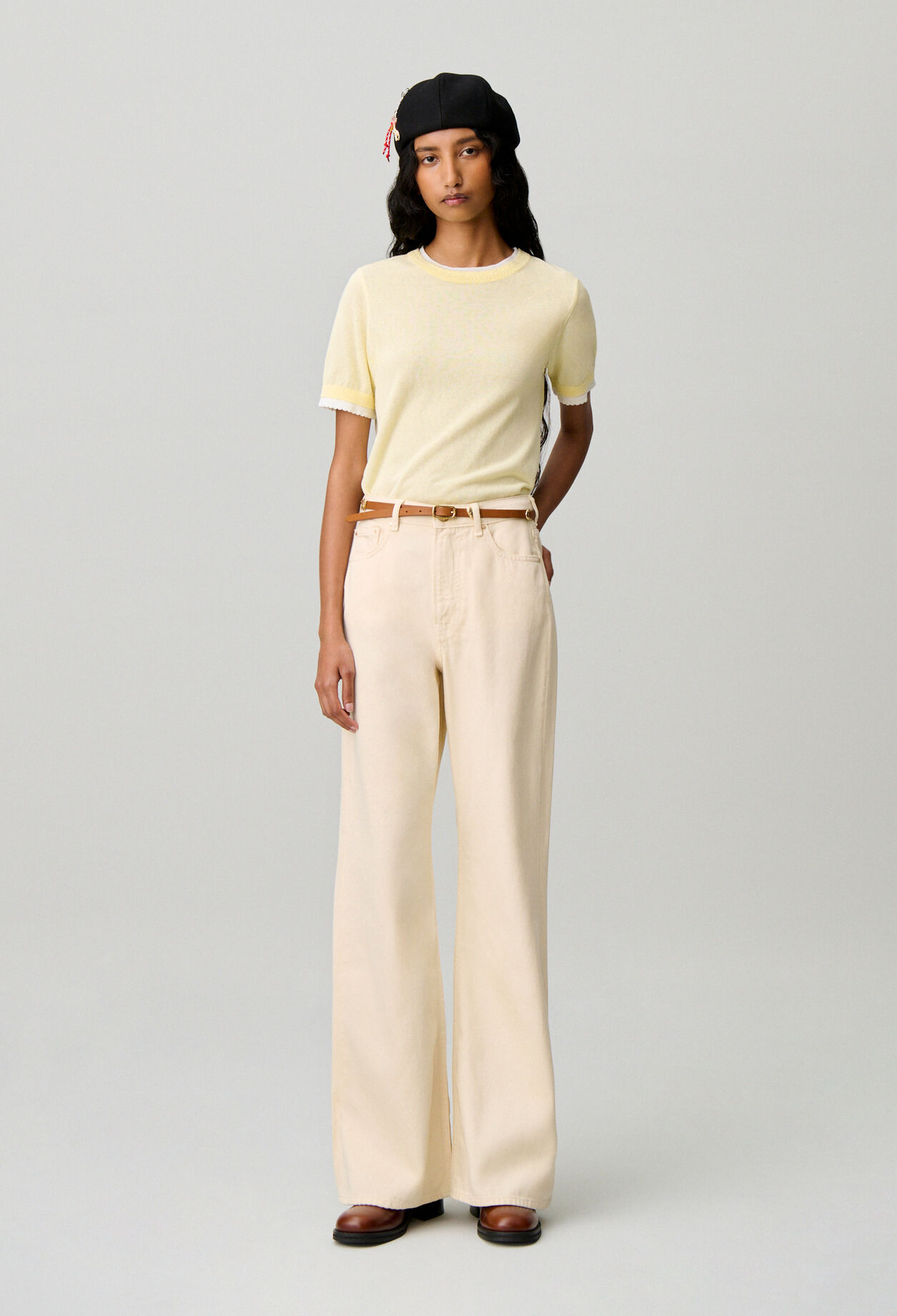 High-waisted flared denim jeans