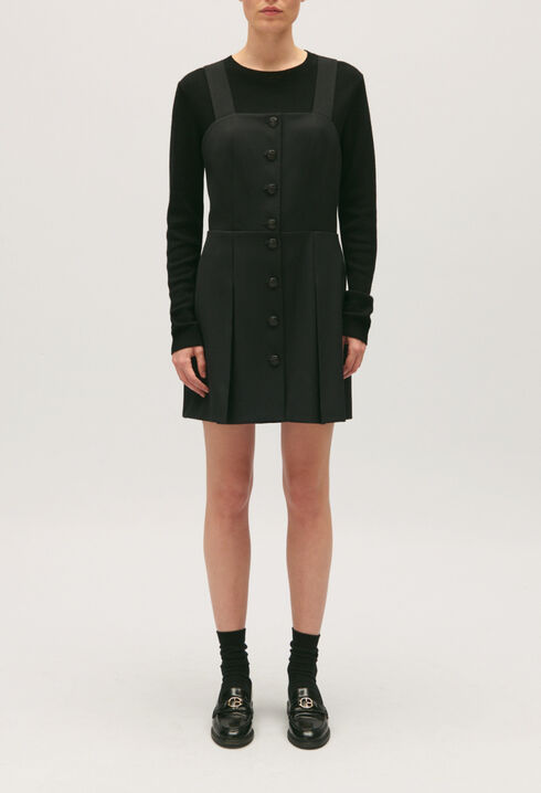 Short black dress with straps