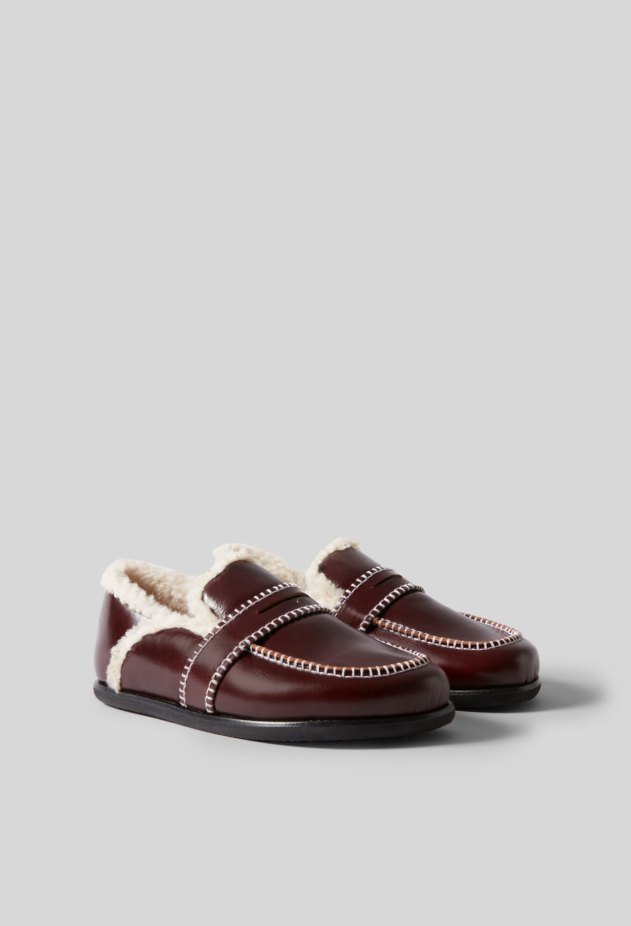 Shearling-Lined Leather Mules