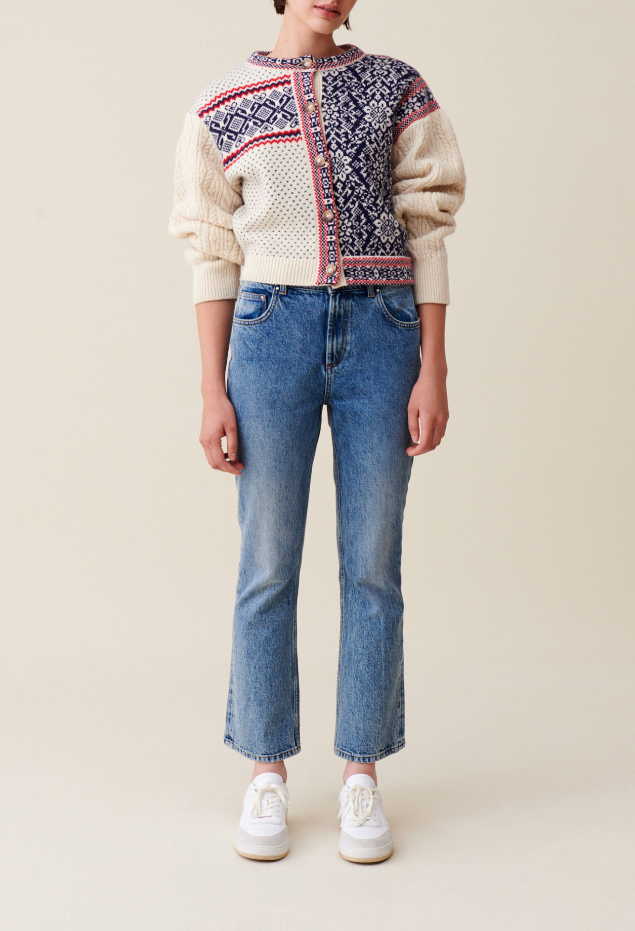 Cable-knit wool cardigan