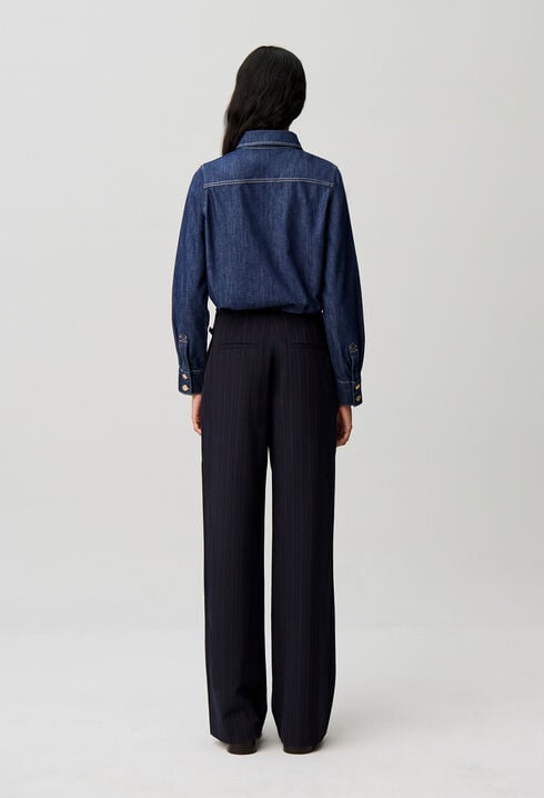 Straight striped trousers