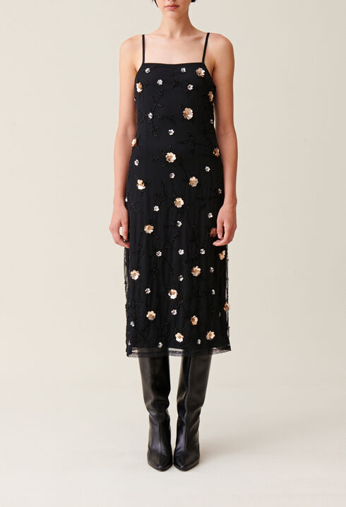 Flowy sequin-embroidered gown